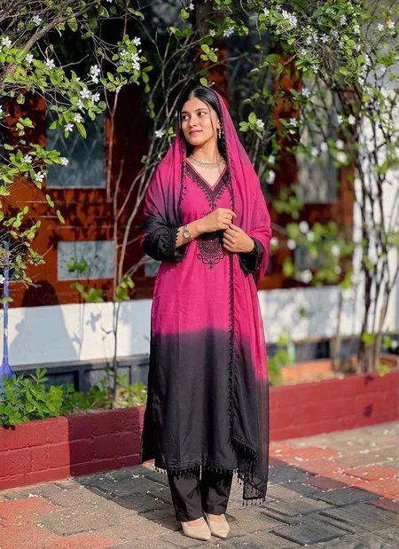 Sr 1710 French Crep Silk With Embroidery Top With Plazzo Dupatta Online Wholesale